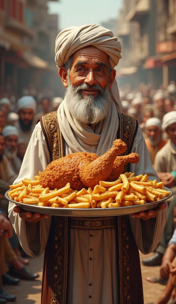 Abu Obaida eating fried chicken