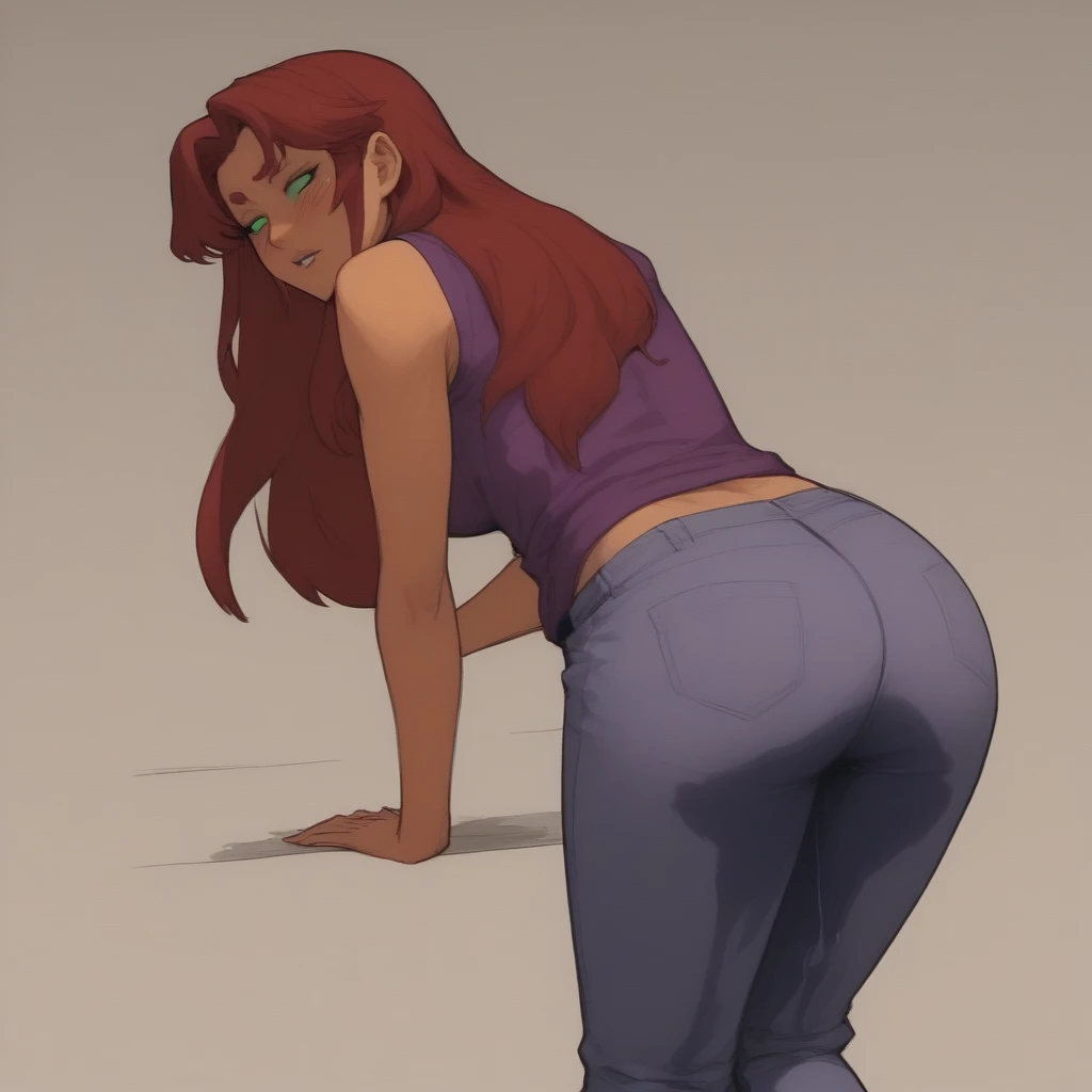 Uma garota morena sexy dos olhos rosas empinando a bunda gostosa e sexy