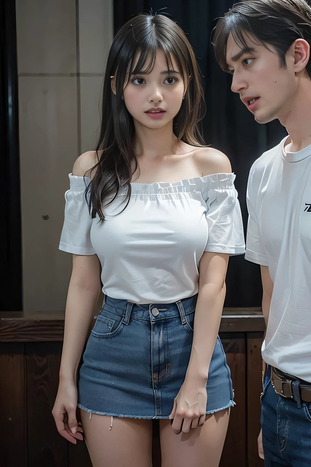 1 man, 1 woman, (male model hugging female model, kissing, intimate relationship: 1.2), Araff woman in pink top and jeans and handsome male model, Korean female fashion model, photo of slim girl model, wearing tight simple clothes, skinny waist and thick buttocks: 1.1, gorgeous young Korean woman wearing sexy cropped top in crop top with crop top Korean girl, casual dress style, 2 4 year old female model, beautiful Korean woman, HD, 16k, realistic, small round face: 1.0, realistic perfect face and skin, detailed beautiful glasses, double eyelids, long eyelashes, swollen eyes, realistic face and eyes, facial light, super detailed facial details, lip gloss, blush: 1.0, brand open crop top (pink, open V-neck, super realistic detailed clothes: 0.8, huge boobs: 1.5, perfect breasts and nipple bulge: 1.5), high-end brand skinny jeans ((super realistic detailed jeans: 0.6)), perfect big boobs, Perfect breasts, perfect waist, perfect buttocks, (enchanting, beautiful, sexy: 1.0), (round calves: 1.2), (white and tender toes: 1.2, wearing high-end designer crystal sandals (stiletto heels: 0.5)), realistic and stylish shawl hair, shoulder length: 1.0, smiling teeth: 1.0, handsome male model: 1.0, private shooting, private shooting, background ((super luxurious yacht, green venue, buffet table, swimming pool, poolside parasols and beach chairs)) , Dancing with a male model: 1.2, Dancing gracefully: 1.5, Autofocus: 1.2, Versatile poses, Full body shooting: 1.5