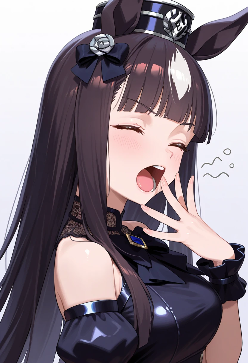 <lora:Animal:0.8>, animal, 1girl, solo, breasts, looking at viewer, open mouth, hair ornament, gloves, jacket, upper body, teeth, black gloves, fingerless gloves, nail polish, fangs, facial mark, bandaid on arm, (masterpiece, best quality:1),  <lora:Alice Tendou:0.8>, alice_halo