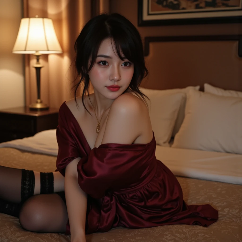 Highest quality、Japanese、Sweaty、Spread your legs、Have sex、Semen flowing from the vagina、Thick pubic hair、Covered in semen、naked、Red long Chinese dress