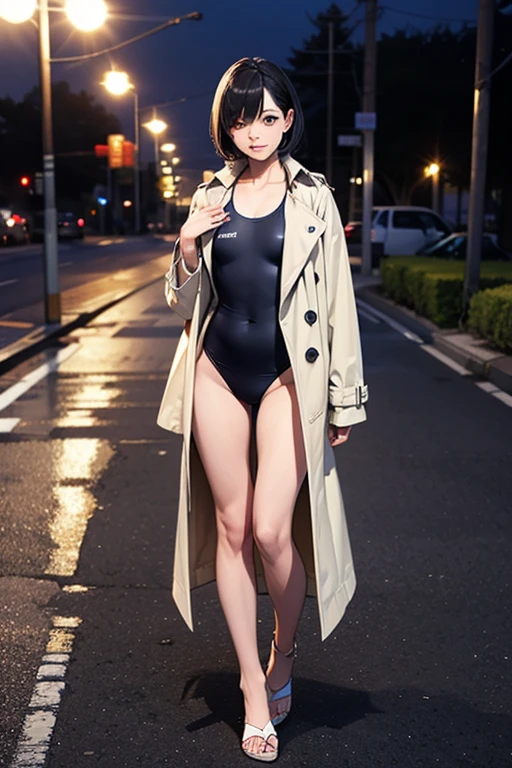 (Raw photo:1.2), (realistic:1.4),beautiful detailed woman,非常にfine eyesと顔, fine eyes, Super detailed,High resolution, very detailed,highest quality,enlightenment,unified,8k wallpaper,masterpiece,highest quality,1 female,alone,rich,Full body Esbian,(standard body shape:1.1)、(D cup breasts:1.1),(toned body shape),There'leg meat,slim waist,alone,(Wearing a black cloak:1.6)、(Red Leotard:1.4)、(knee high boots:1.2),jewelry necklace short hair,gentle smile,dignified atmosphere,black eye,realistic,central park , (morning park:1.1)、(Are standing:1.2)