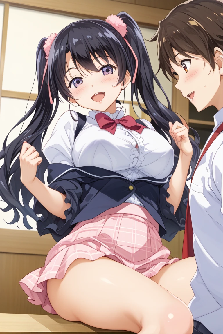 {{{masterpiece}}}, {{{best quality}}}, {{ultra-detailed}}, {illustration}, {{an extremely delicate and beautiful}}, (beautiful detailed eyes:1.6), extremely detailed face, 8k, anime face, nsfw, solo, 1girl, uzuki shimamura(iDOLM@STER Cinderella Girls), cute face, brown eyes, long hair, brown hair, braid, medium breasts, , blazer, brown blazer, white shirt, pink bowtie, red skirt, pleated skirt, plaid skirt, BREAK, NSFW, girl with anime face is fucked by a man, A man and a woman are having intense sex that drives them crazy, ((1man and 1woman, having sex)), (SEX:1.5), (reverse suspended congress:1.3), Carrying Sex, Rear cowgirl position, {{{penis into pussy}}}, stomach bulge, hetero, sex with men, nipples, elongated penis, veiny penis, testicles, sex from behind, open vagina, clitoris, nail, {{{grab thighs}}}, spread legs, {{open vagina, spread pussy, pussy, clitoris glans, urethra, vaginal opening, labia minora, uterus, smooth pussy}}, taking off clothes, open clothes, Open shirt, open jacket, breasts, nipples, lift up skirt, blush, open mouth, embarrassed, naughty expression, raise your legs, M-shaped spread your legs, {{{uncensored}}}, Handsome young man, interracial, netorare, hug behind, male body