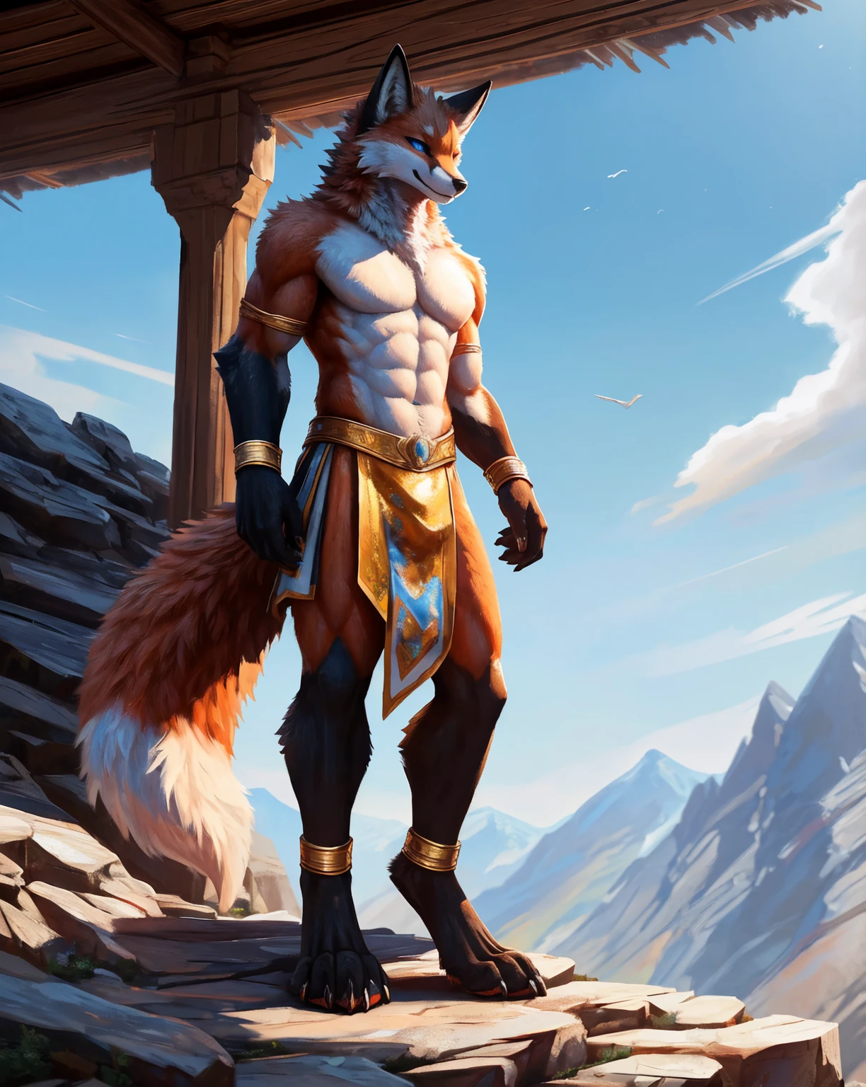 uploaded on e621, by Einshelm, by Bonifasko, by Kenket, by Ross Tran, by Ruan Jia, by Boris Vallejo 
solo (((fantasy))) (((anthro))) (((nick wilde))) with ((lion's mane)) and (fluffy tail) and ((jade eyes)), ((full size shot)), BREAK, 
((wear druidic artifacts)), (detailed Nick Wilde face), (detailed Bonifasko lighting), (detailed fur), (detailed skin), (legs), (feet), BREAK, 
((standing on top of the mountain at full moon night)), (cinematic lighting), ((detailed background)), ((full view)),
(((full-size view))), (open torso), (detailed muscular body), (very big shoulders), (abs:1.2), (clearly defined muscles), (pronounced muscles)
[backlighting], [crepuscular ray], [detailed ambient light], [gray natural lighting],
[realistic proportions], [explict content], [sharp focus], (questionable content), (high quality), ((masterpiece)), BREAK
