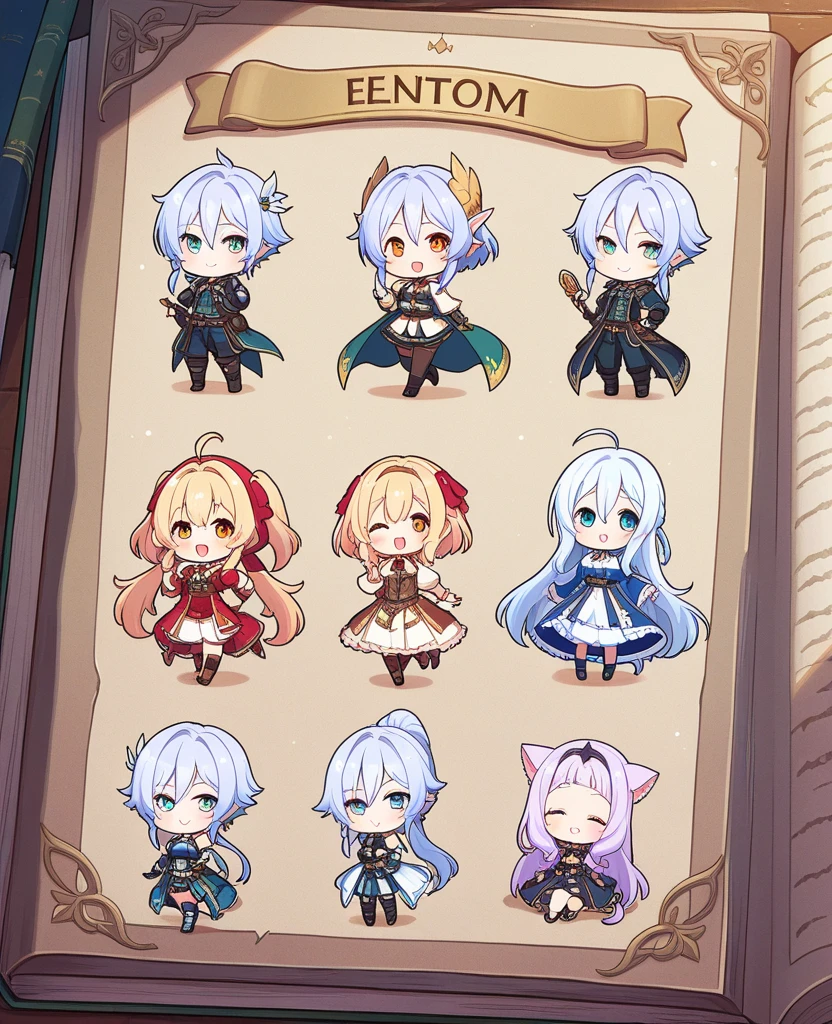 chibi characters, fantasy clothing, more emotion