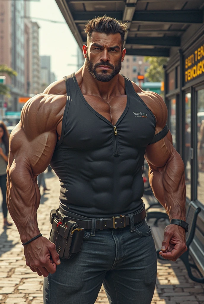 (best quality, high resolution, Artwork:1.2), standing, posing, smiling, Horny, Latin Beauty, (((Huge male bodybuilder:1.15))), huge muscular ass, (wide hips), (Slim waist) , (((Broad shoulders))), ((((huge breasts)))), nervous, (black hair), feather crown carnival, shaved hair, black hair, full body, Glossy skin, tanned skin, hands on the hips, vibrant, wearing nervous carnival attire, sensual