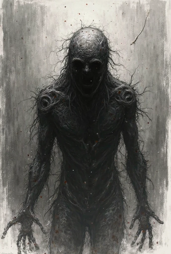 monochrome grayscale noise grainy dirty CharcoalDarkStyle charcoal drawing a giant's hand reaching out from beneath the ocean dark black background black vignette