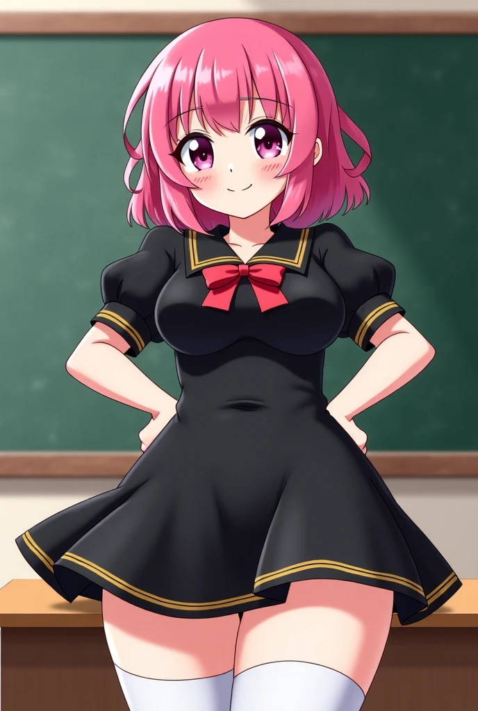 Score 9, Score 8 up, Score 7 up, The rating is questionable,
Detailed Background, Shiny skin,Miyuki Hoshizora,
hoshizora miyuki, pink hair, twin drills, pink eyes, nanairogaoka middle , pink necktie,nsfw,panties,lift up skirt,,large breasts,whole body,thin,embarrassed,daytime,in the classroom,anime style,high quality,masterpiece,highly detailed