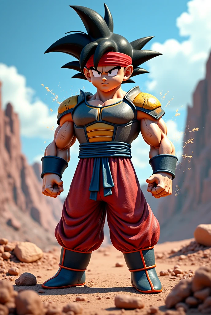 only Super Sayanjin Vegeta with a serious expression looking fixedly at the camera, in the center of the image