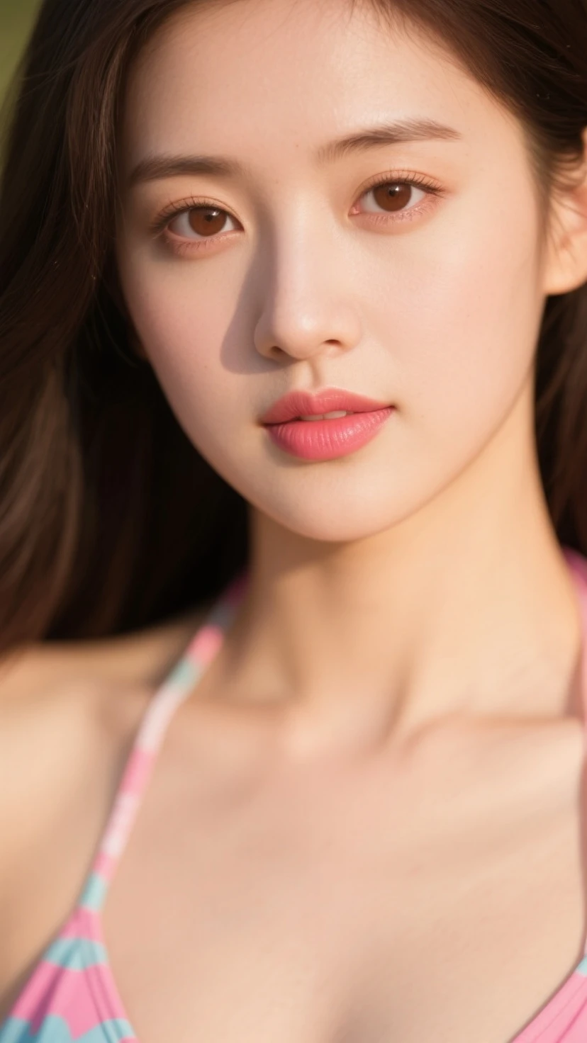 (young cute beautiful 20-year-old girl:1.2), 3d face, beautiful girl, Beautiful face, pretty, girl face, kpop idol, supermodel, stunning innocent symmetry face, perfect body, medium breast, slim waist, slim legs, (high detailed skin:1.4), glasses , glowing eyes, goddess, natural skin texture, shiny skin, White skin, Beautiful detailed face, detailed face, real skin texture, cute delicate face, finely detailed face, golden ratio, golden ratio face, expressive eyes, perfect face, perfect skin, flawless face, clear face, shiny hair, long hair, pale skin, Proper body proportion, perfect anatomy, realistic skin texture, luscious lips, glossy lips, natural makeup, beautiful bright pupils, slender figure, intricate eyes, detailed pupils, detailed face and eyes, long eyelashes, blush, good hand, perfect hands, pretty face, beautiful female bodies, finely detailed skin, oily shiny skin, 1girl, solo, mole on the lips, looking at viewer, professional lighting, photon mapping, radiosity, physically-based rendering, lens 135mm, f1.8, close-up, head out of frame, looking at viewer, smile, so pretty, breasts, medium breasts, slim, (outdoors, nightlight, Korea style ), (pink eyes, brown hair, long hair, Pink eyelashes:1.4), (Pink lips, Pink lip colour, Eyes glowing Pink:1.4), (messy hair, blush, open mouth, smile, iridescent colors, flat bangs:1.3), on the beach background, sandy beaches, sea, sea waves, on the beach, waterways, beautiful sandy beaches details Nature), (Luminescent Particles:1.2), (mysterious, fantasy, fantasy background:1.5), (fullbody:1.5), (eye focus, face focus, character focus, close-up face:1.2),using a RED Monstro 8K VV camera and a series of high-end lenses))), ((Hasselblad photography)), (film grain:1.4), kodak portra 400, ((Fujifilm X-T5)), professional photograph, high resolution scan, photographic reality, automatic white balance, best lighting, (PureErosFace_V1:0.4), (ulzzang-6500:0.6),