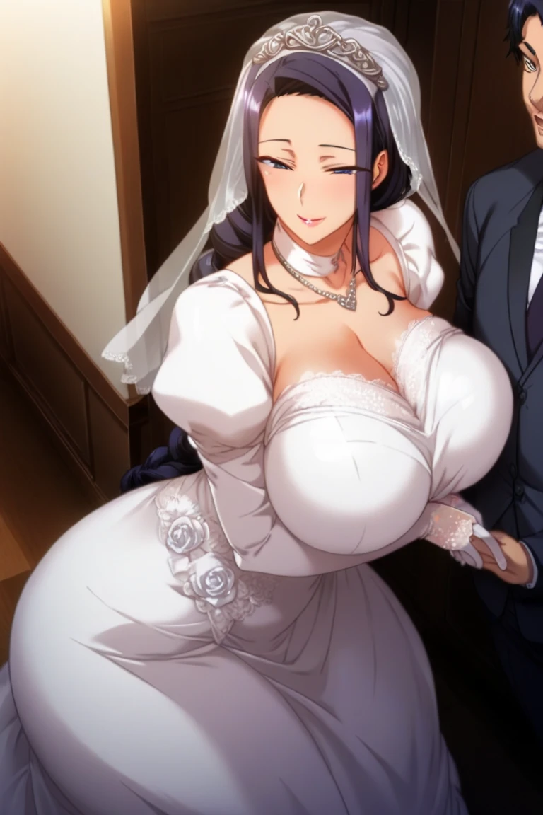 Black Hair, Blue Eyes, Chubby, Braid, Fat body, Big Breasts, See-through, pubic hair, genital, race, death, Completely naked, Full body tights wedding dress, Sex slave, See-throughる服,