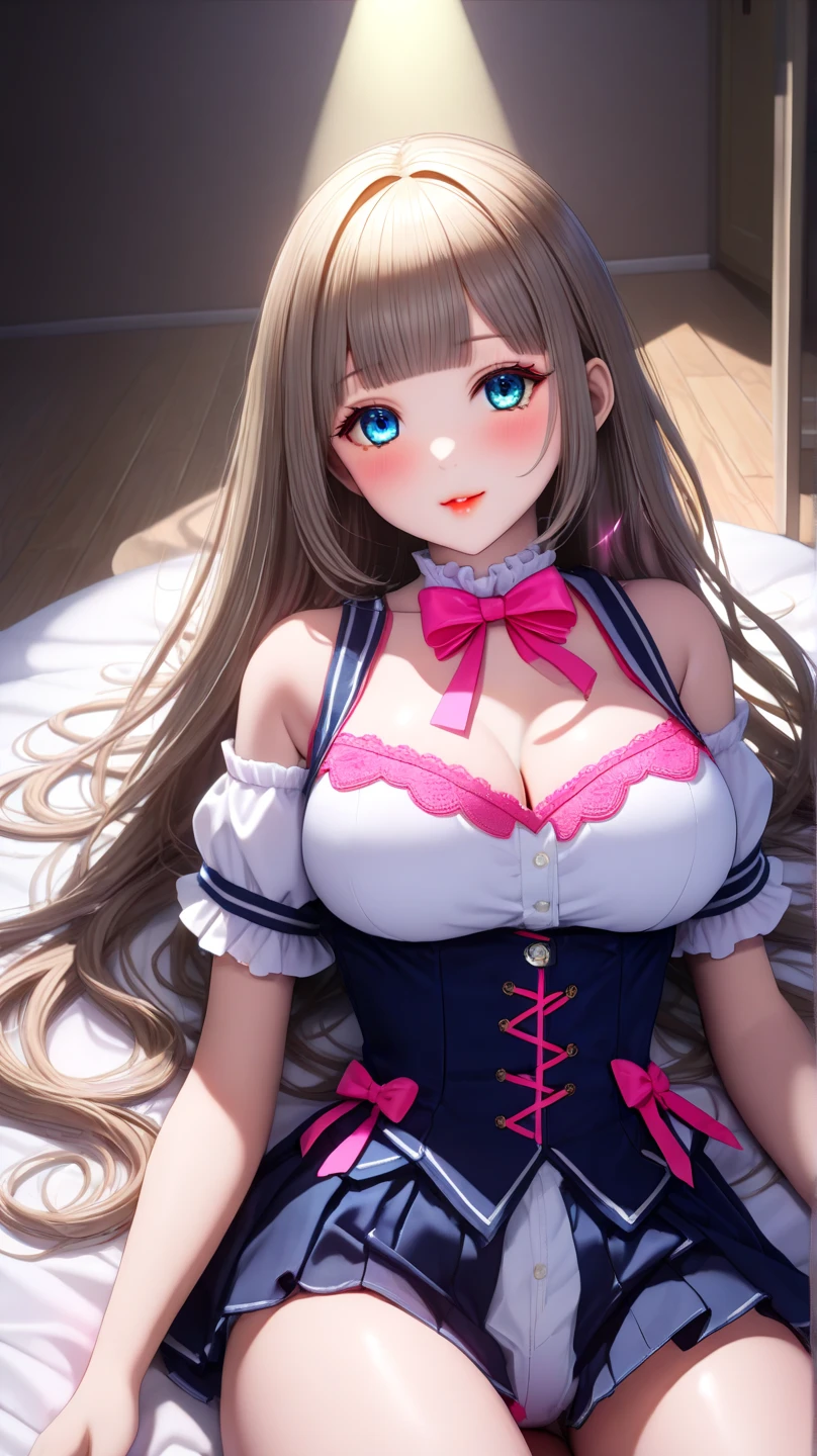 porn image,(all fours:1.2),top-down bottom-up,((1girl:1.5),(face Close-up:1.2),curvy,petite,beautiful breasts,large breasts,pale skin,(pointy breasts),(erect nipples)),((realistic),8k,ultra hd,high resolution,best quality,masterpiece,(Sense of presence:1.5),(Dynamic:1.5),(bold:1.5)),(thin hair:1.8),(straight hair:1.5),(Swept bangs:1.5),(extra light coppery amber hair),(hair over one eye),(bed),(clothed:1.5),(blouse)
