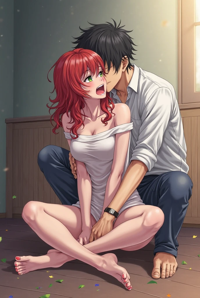 (Hyper-realistic), (high resolution), (in 8K), (high detailed), (Best Illustration), (top-quality), (ultra-detailed), (masterpiece), (nude), (topless), (bottomless),
(1girl), (1girl:nipples), (1girl:sweat), (1girl:kneeling down:1.2), (1girl:leaning forward), (1girl:looking up),
(1girl:asuka), (1girl:blue eyes), (1girl:orange hair), (1girl:two side up), (1girl:small breasts),
(sidefellatio:1.4), (fellatio:1.4), (mouthfull), (from side), (cock in mouth), (cock in front of girl),
(fat man:1.2), (penis:1.4),