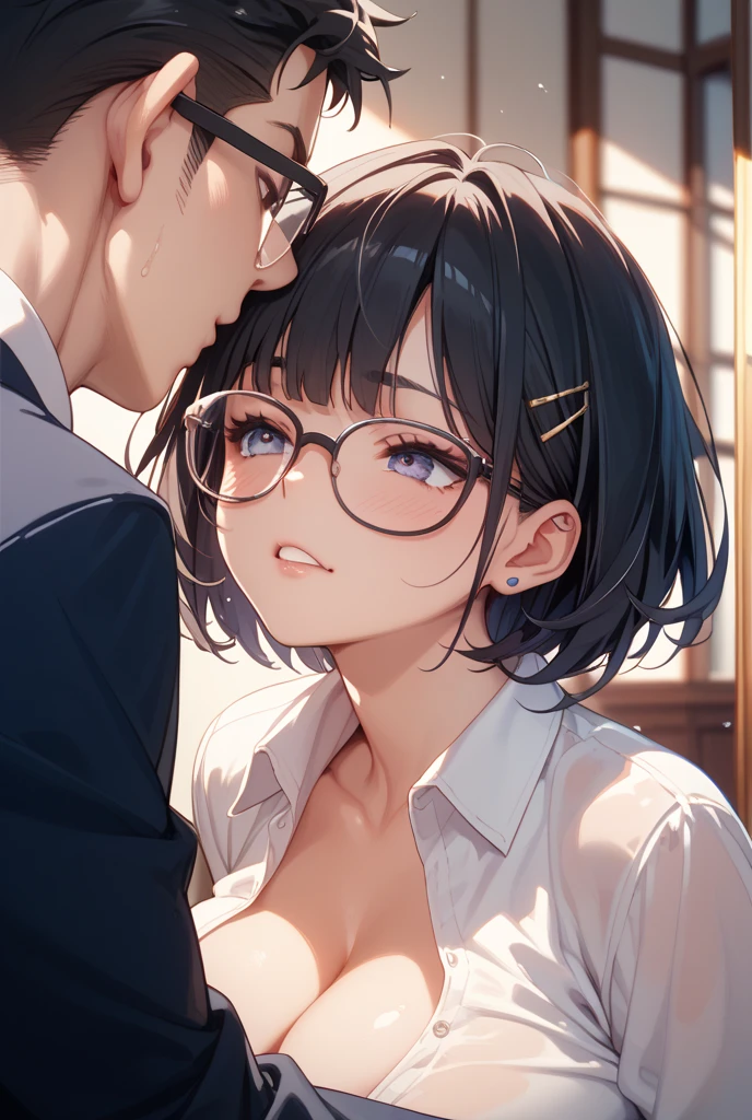 Erotic、Bedroom、Completely naked、slender、Very white skin、Big head、My sister, about 10 years old、Glasses、Black Hair、Sweat、A look of contempt、Dirty、smile、No clothes　Young　front　View from the front　Subjective　Small Boobs　Close-up of breasts　Close-up of face　Grab your dick　Handjob　Handjob　ejaculation！　たっぷり！Surprise　Short　Short arms　child　Small　Big eyes　Colorful　