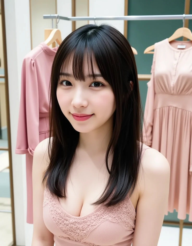 One girl, Lips parted, blush, compensate, A light smile, Black Hair, Red eyes, Crop top, skirt, light, Shine, Thighs, clavicle, Tight waist, (masterpiece), wallpaper,