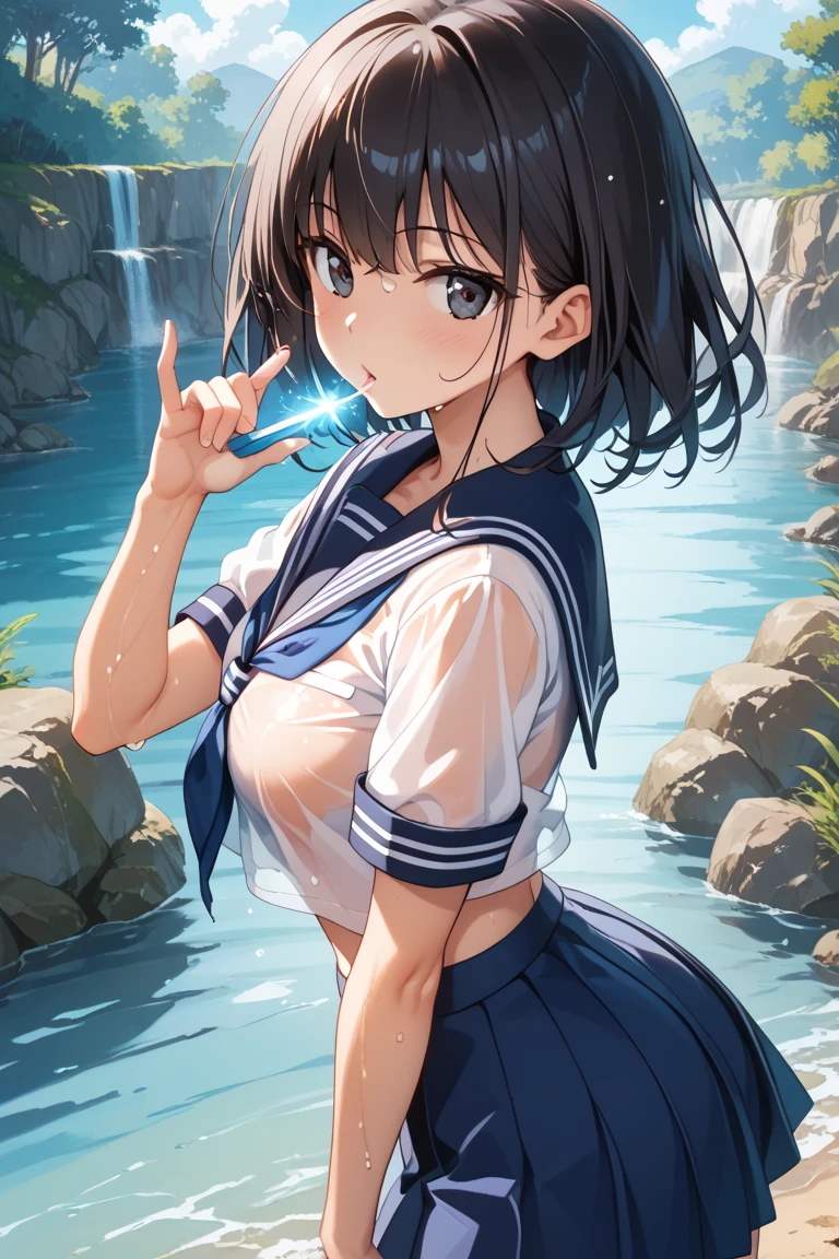 nswf:1.3,((masterpiece, highest quality, High resolution, 超High resolution, Pixel Perfect, Written boundary depth, 4k, RTX, human development report))), , beauty、View the whole body、((((looking down at viewer)))), (from below:1.6),(masterpiece: 1.2, highest quality, masterpiece, Clearer images), (Bright colors), ((Take clear photos even from a distance)), (Multiple Girls), (Harem), (School classmates), (((All school uniforms have the same design))), (((Everyone is wearing the same navy blue skirt))), (((Everyone is wearing a swimsuit of a different color and design.))),(()), ((prostitution婦)), (On the beautiful beach), (smile)、((youth)),(((Frolicking))),(cute Japanese((6 girls))), (((infant'Face))), ((Group shot)), (((Group selfie))), Wide-angle, Soft Light、(((Blazer uniform, Checkered pleated skirt,White Shirt)))、(Slightly larger breasts), ((prostitution)), ((viewers love it)), Landscape、(((show panty:1.6)))、((breast grab:1.3)),(((bra lift:1.2)))、 ((Green Eyes, Beautiful eyelashes, Realistic eyes)), ((Detailed face, blush:1.2)), ((Smooth texture:0.75, Vibrant质感:0.65, Vibrant:1.1, Anime CG Style)), Medium breast, Perfect body, Beautiful curves、beautiful legs、thin、smile, (((attractive way to sit))),((Squatting pose)), Aerith Gainsborough, Hair Ribbon, bracelet, brown hair, Side Lock, Parted bangs, Green Eyes, Braid, ((Award-winning design underwear))、(((Everyone wears different colors and designs of underwear.))),show panty、((((open legs:1.4)))、((breast grab:1.3)),(((bra lift:1.2)))、one eye closed、stick out one's crotch、Detailed depiction of the crotch、(water droplets:1.2)、((Hair fluttering in the wind)),((Hold your hair in your hands)),(Rising Wind:1.5),