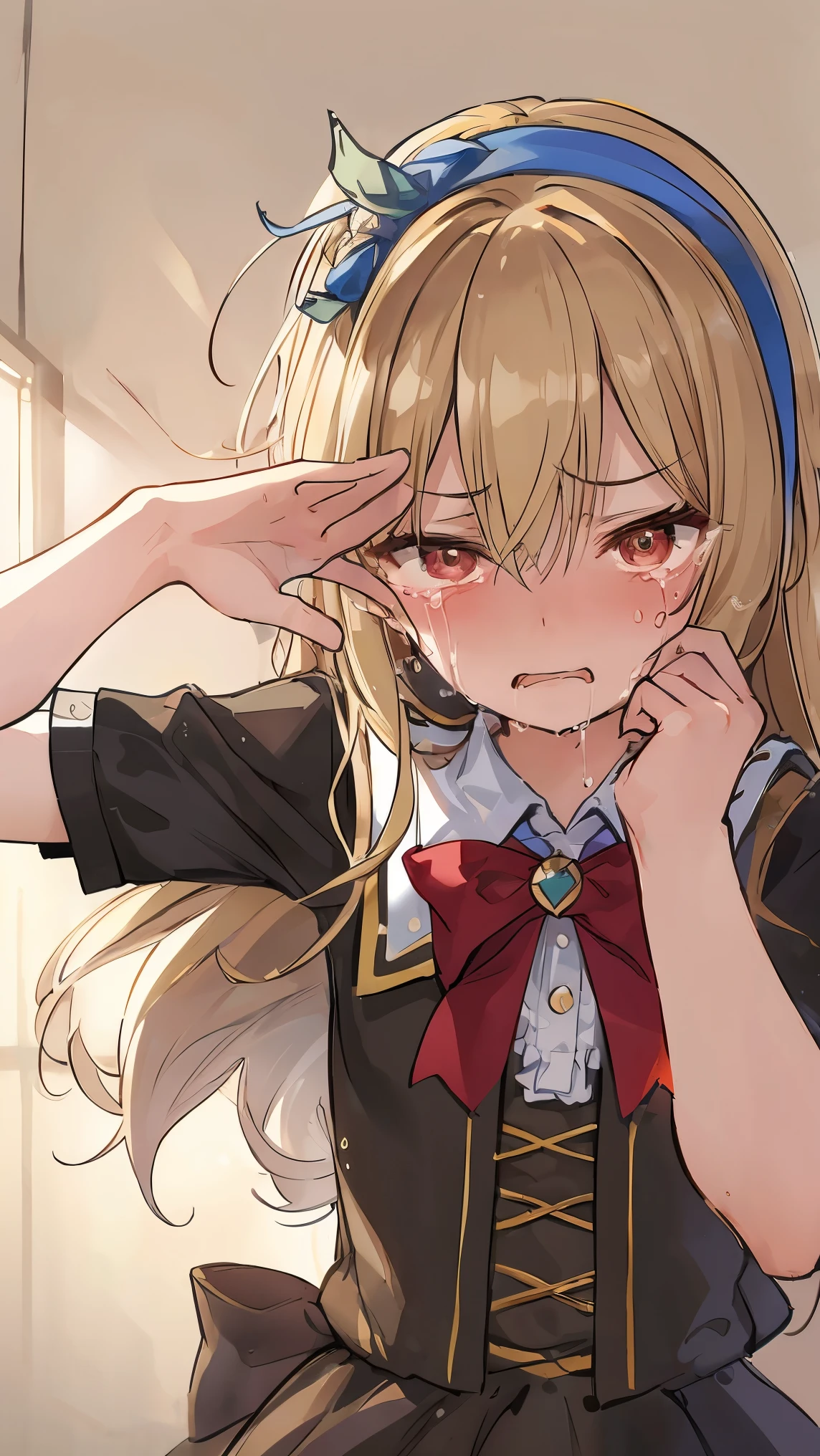 nsfw,(Petite),(A cute boy),blonde low twintails,lips,((Handjob voyeur)),Sweat,White Breath,Audience peering in from below,(((Drooling)))