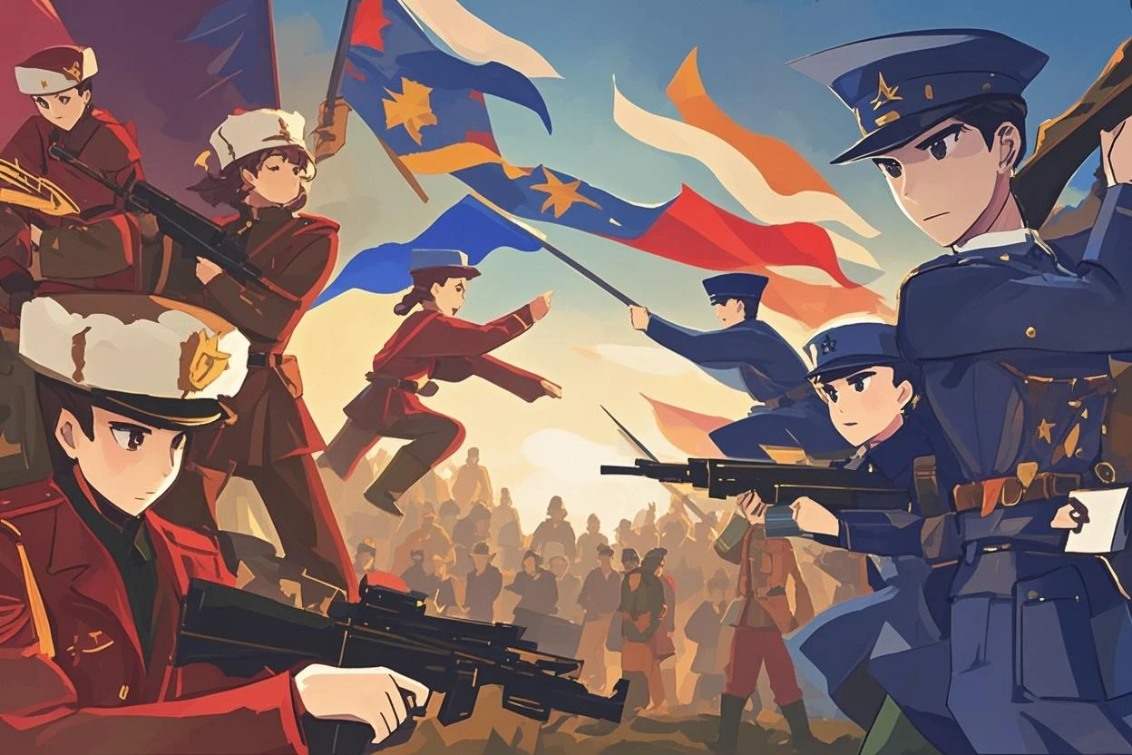 (Masterpiece), (Best Quality), (Exquisite Details), Propaganda Poster, Italian Style, Wide Angle Lens, A Group of People, Italian Soldiers, Italian Military Uniforms, Small Breasts, Smiles, Civilians, Workwear, Firm Expression, Half-naked Arms, Passing Flyer, Italy Flag, Pizza and Wheat, Cityscape, Architecture, High-Speed Rail Trains, Italian constitution, Italian