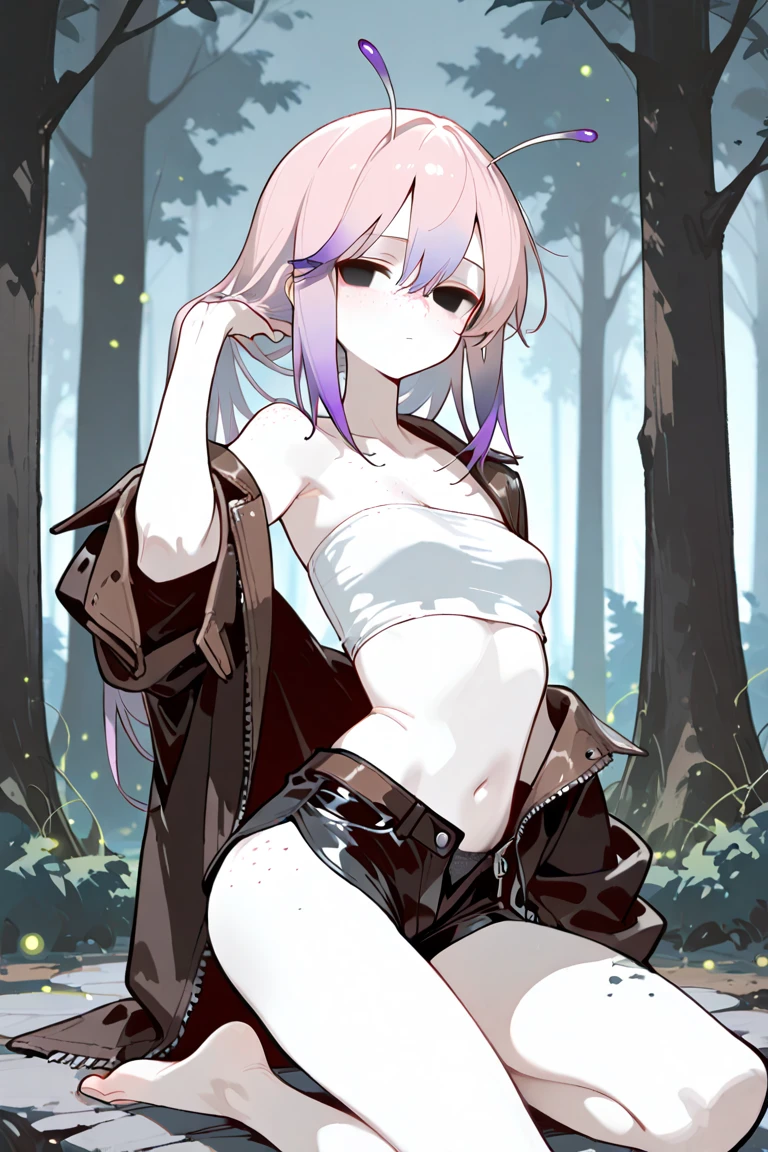 nsfw, masterpiece, 1 girl, erect nipples, intricately detailed, topless, navel, black skirt, bare shoulders, necklace, night, wizard hat, erect nipples, puffy nipples, extremely detailed, bare breasts, nipples, bare stomach, sweaty, moist breath, small breasts smiling, collarbone, wet body, saliva, drooling, pink hair, ray of lights, encore, green eyes, holding wizard staff, embarrassed, forest, trees, grass field, long skirt, waist pouch, sarong, long staff, crying, tattered skirt, skin gashes, wounds, blood, bruises, chained neck, bloody, skin laceration, injury
