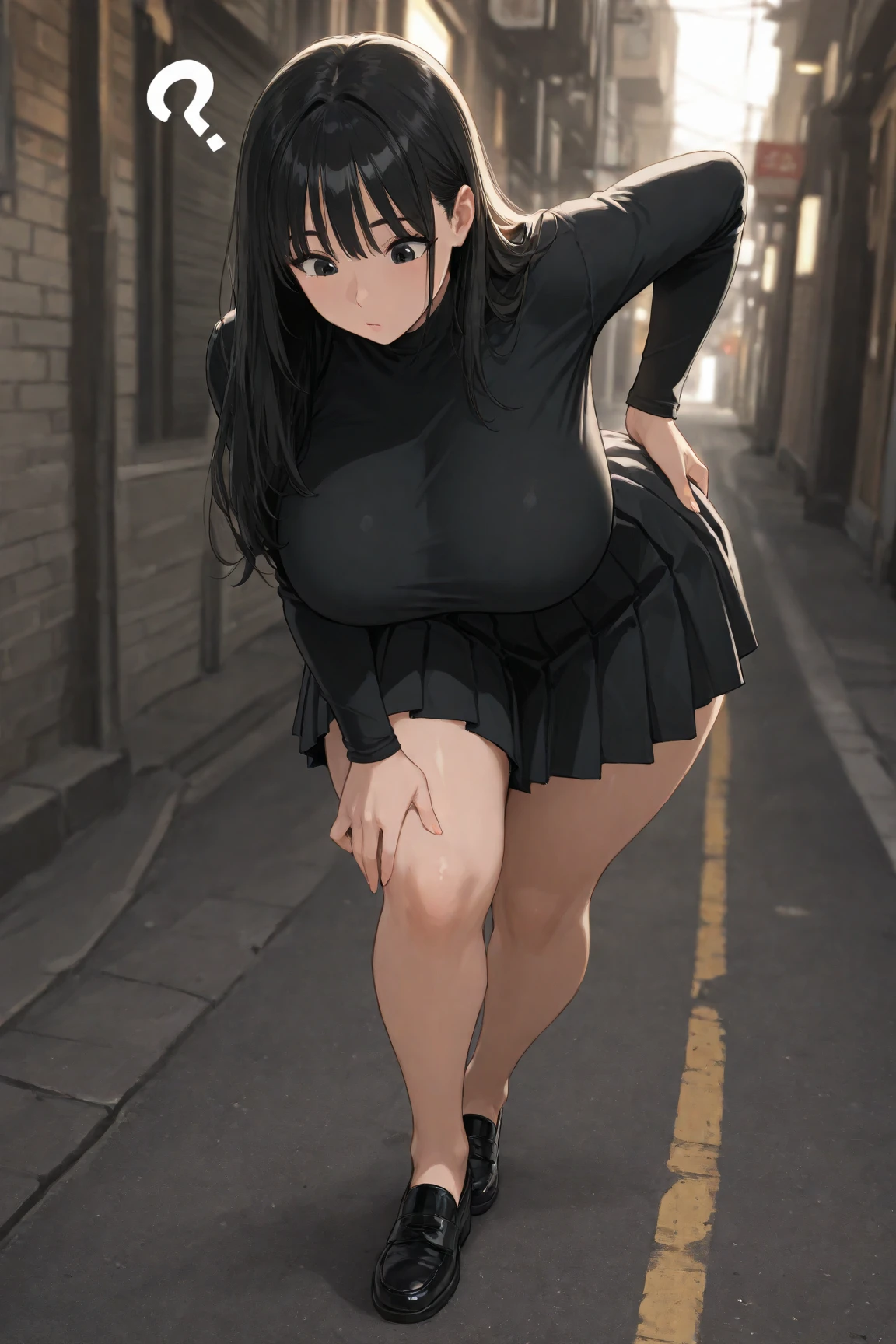 Anime girl standing on the street in a short skirt and black shirt, (Poop sitting), chic, Anime Moe Art Style, Half Yamada, Realistic Anime 3D Style, Smooth anime CG art, Surreal , Gwaiz, Young Anime Girl, Anime Style 4k, Naughty anime style, Beautiful anime girl crouching,(masterpiece), (One serious civil service commissioner: 1.3), (Super thick and plump body: 1.3), (Huge breasts and buttocks)), (Small Head: 1.2), (Very small uniform)), (Shiny skin: 1.2), (A speech while crouching in the stands in the schoolyard in the morning)), {fat},1boy, penis, doggystyle, from behind, spreadassms, chubby body, fat body, short,ultra detailed, masterpiece, best quality, blush, a woman, rolling eyes, open mouth, school girl, wearing , wearing glasses, classroom, sunset, light particles, hdr, brown grey hair, midium wavy hair, shiny hair, bang, single braid, clear grey eyes, Smiling Kiss, Tongue Out, アニメ ,orgasm face, sexual climax, bitch, back shot, back view, low angle, from below, back view, arched back, looking back, all fours, chubby body, BIG ASS , saliva, BBW, slender waist, anal, seiza, hands on head,white eyes, Hand Drawn, Showing Ass, Bobcut, Knee socks, (Super thick and plump body: 1.3), Butt sticking out, Close your legs, seiza, spread legs, pleated skirt, Stretch your arms back, long pleated skirt, I can't see your butt, Buttocks hide, Arms folded behind back, Super big butt, Awesome numbness , Plump , Chubby, Butt sticking out,