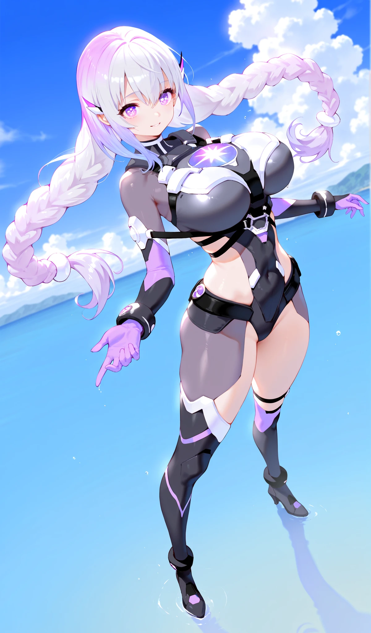 (masterpiece),(intricate details),1girl,mature female,brown eyes,huge breasts,blush:1.3,
BREAK
<lora:Syndra:0.7>,white hair, long hair, very long hair, purple eyes, breasts, large breasts, helmet, headwear, headpiece, gloves, cleavage, fingerless gloves, shoulder armor, pauldrons, forehead protector, black gloves, elbow gloves, armor,socks,converse,depth of field,looking at viewer,cowboy shot,((sit on the , Tower_with_a_bright_light_used_for_navigation,)),((full body)),polka dot panties,smile,((orb))
BREAK
day,sun,rainbow,bus stop,((cumulonimbus)),from above:1.3