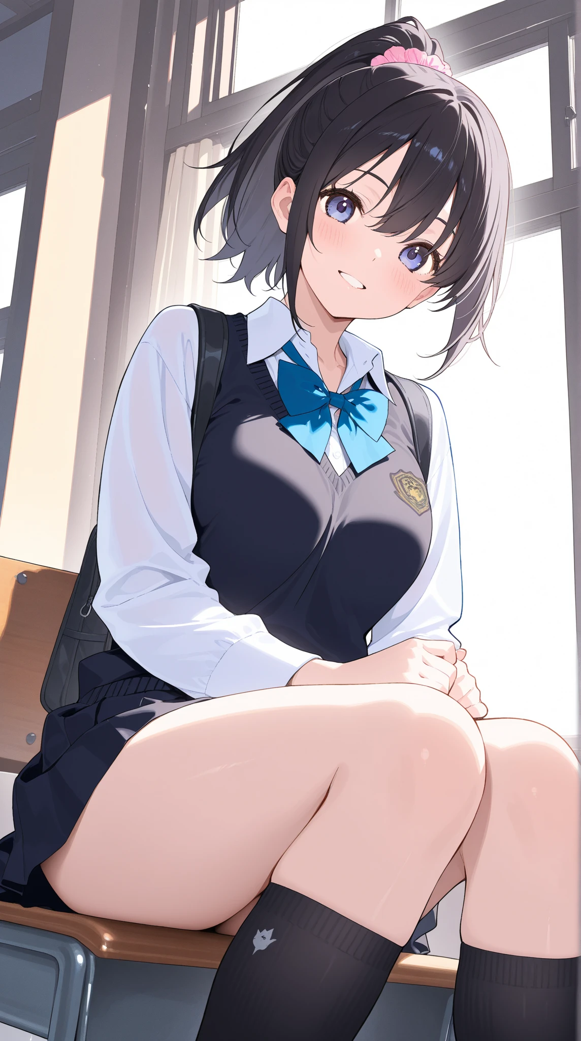 (Flying debris, Highest quality, High resolution, Ticker, Pixel Perfect, Depth of the written border, In 4K), 
1 Girl, alone, , Beautiful Anime Girls, 
View your audience, 
Perfect body,  
Gentle girlfriend,Manga Scene,short hair, Black Hair, Pink Eyes, 
(Sex with my boyfriend from behind:1.6)
smile,  Open your mouth, blush, 

JK Huge , White shirt, big , Blue Ribbon, 
classroom, 

throw, Close-up shot, Twin tails,(Ahegao:1.3),Sticking out tongue,(Intense sex:1.3)
