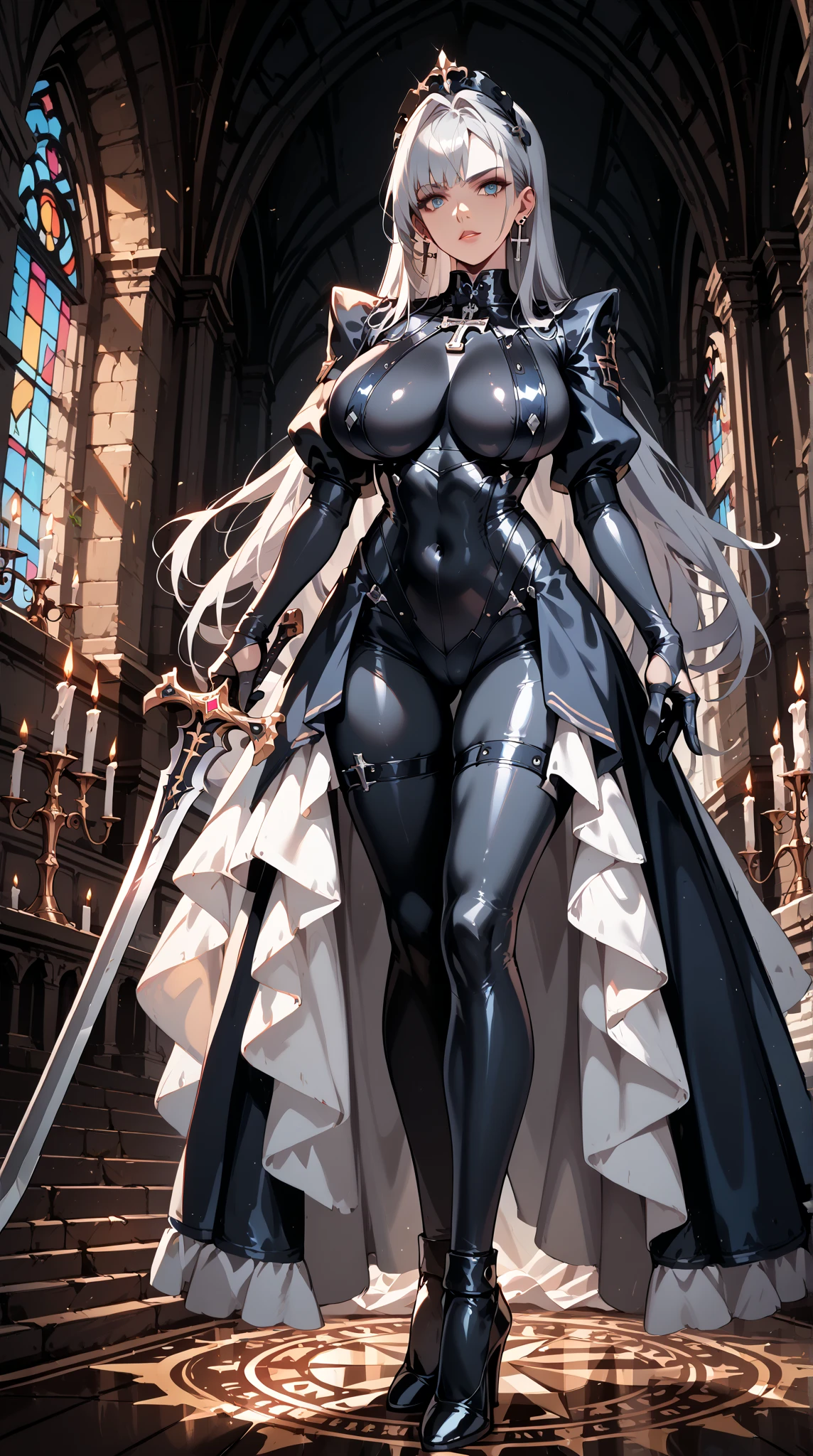 ???? nun,Wear an iron mask+,Long flowing blonde hair,(Wear an iron mask:2.0)and armor,Wearing an iron mask and armor,Long face,Long face,Long face shape