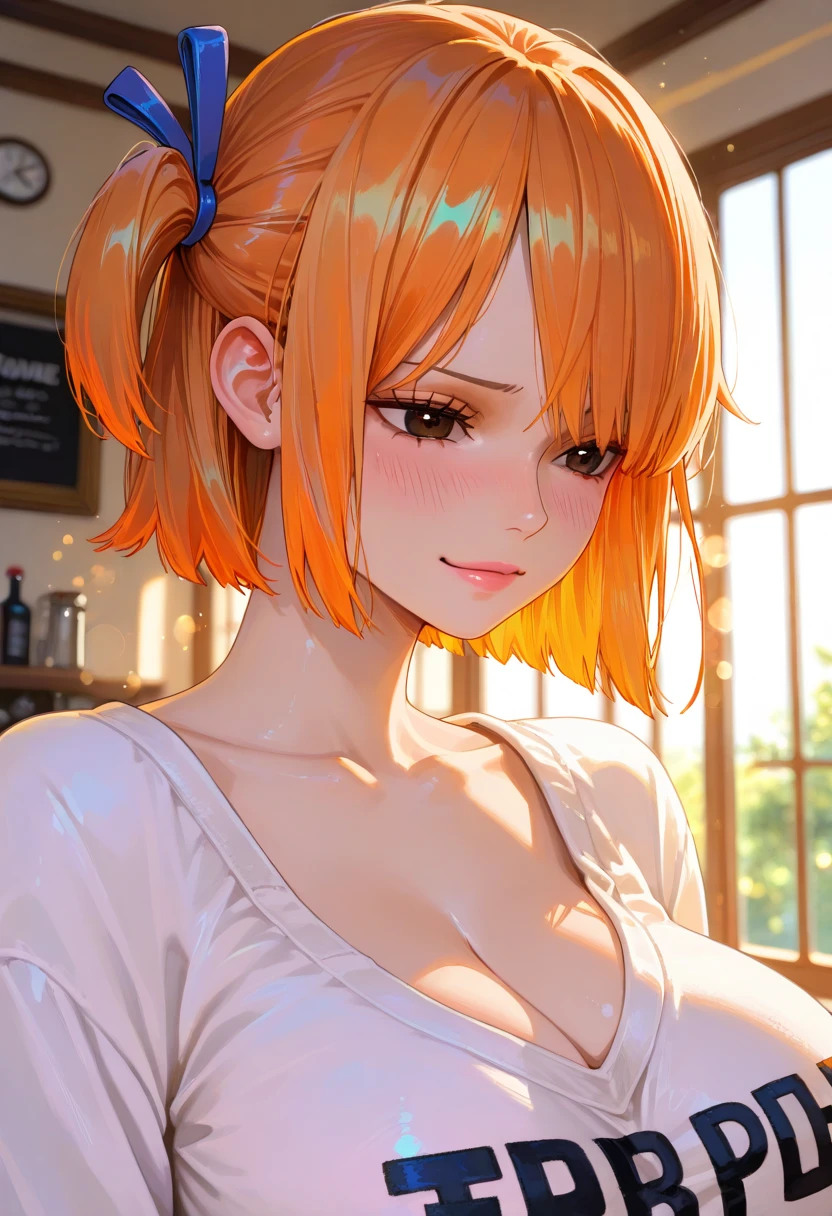 (Masterpiece, BestQuality:1.3), (ultra detailed:1.2), (hyperrealistic:1.3), (RAW photo:1.2), High detail RAW color photo, professional photograph, (Photorealistic:1.4), (realistic:1.4), professional lighting, perfect anatomy, (Big Breasts:1.2), (blush, detailed face), (cheerful Smile:1.5), Trending Hair&Trending Hairカラーをランダムに, earrings, necklace, bracelet, sexy, erotic sexy, Random sexy gravure poses, (Beautiful woman wearing a yellow cardigan and jeans。The background is a cafe。His expression looks happy。Her hair is pink and in a side ponytail。Posing with a coffee cup。:1.3)