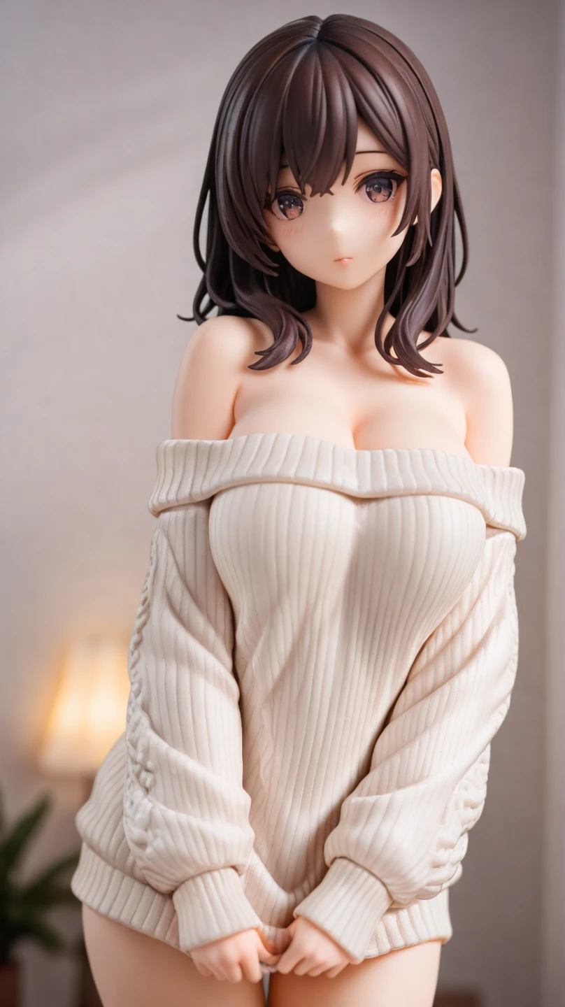 (Magazine cover: 1.2)(masterpiece, best quality: 1.2),Barbie doll, Exquisite eyes,， Black Hair（（White sweater））Sleeping in bed，（8K）（HD）