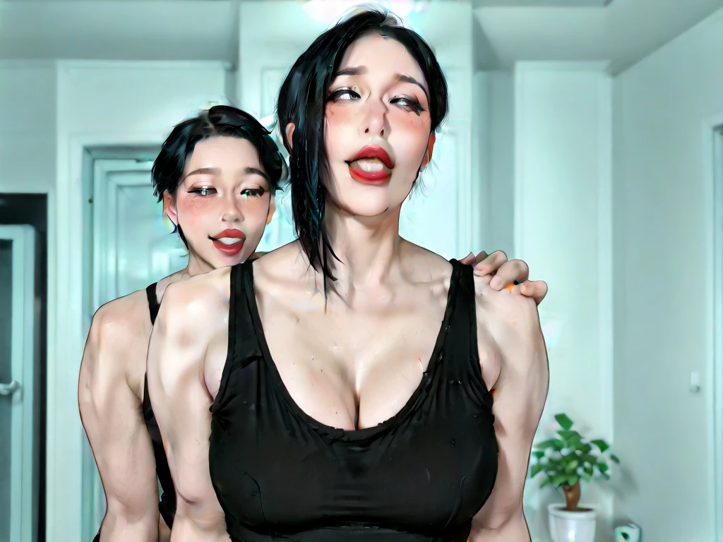 2heads,NSFW,naked,high quality,4k, full body,large size breasts,