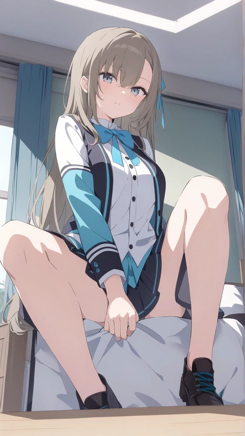 (masterpiece, highest quality:1.2), (tsurime:1.2),
(face focus, close up of face, close up of face:1.2), tsurime, 1 girl, Soryu Asuka Langley, alone, blue eyes, , looking at the viewer, long hair, think back, Tokyo-3 middle school , orange hair, white shirt, from behind, shirt, short sleeve, closed mouth, bangs, two side up, stage, legs stick out from frame, white socks, suspender skirt, blue skirt, blue dress, outdoor, dress, hair ornaments,(masterpiece), delicate, very detailed, (watercolor), bloom, figure, (bottom up), (1 girl:1.4), (alone:1.2), (beautiful eyes, shining eyes, purple eyes), (fluffy hair), photo shoot, studio quality, fisheye lens, (highest quality, shining light, blushed, crying face, It was glaring, shiny skin, super detailed), (naked thighs, butt, butt, from below, panties, white panties, show punny), sexy, (detailed background, complex background, Japanese-style house, Japanese atmosphere), blushed, (perfect face, detailed face, fine eyes,perfect hands,perfect fingers), cowboy shot, ((8k wallpaper))((panties:1.8))((cleavage:1.8))((thighs:1.8))((open your legs to the sides:1.8))((pee:1.8))