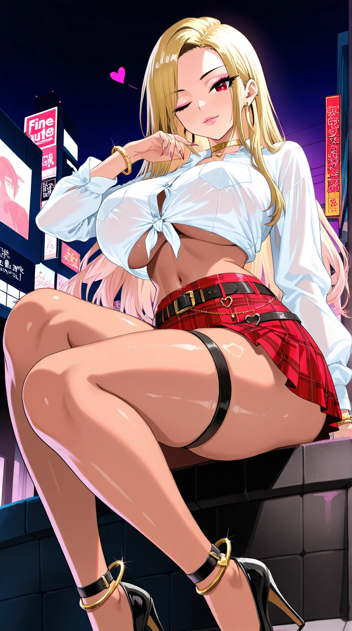 (nsfw),masterpiece,ultra detailed,sharp focus, [ 4 k digital art ]!!,(tanned skin gyaru),seductive anime female,(peace sign),jacket,tube top and short skirt,(pubic hair),mature beautiful face,(string-only t-front panties),(curvy adult gyaru),light brown short hair,trembling,thick make-up,in heat,orgasm,(crossed eyes),sweaty,standing in JR train,from below,upskirt,