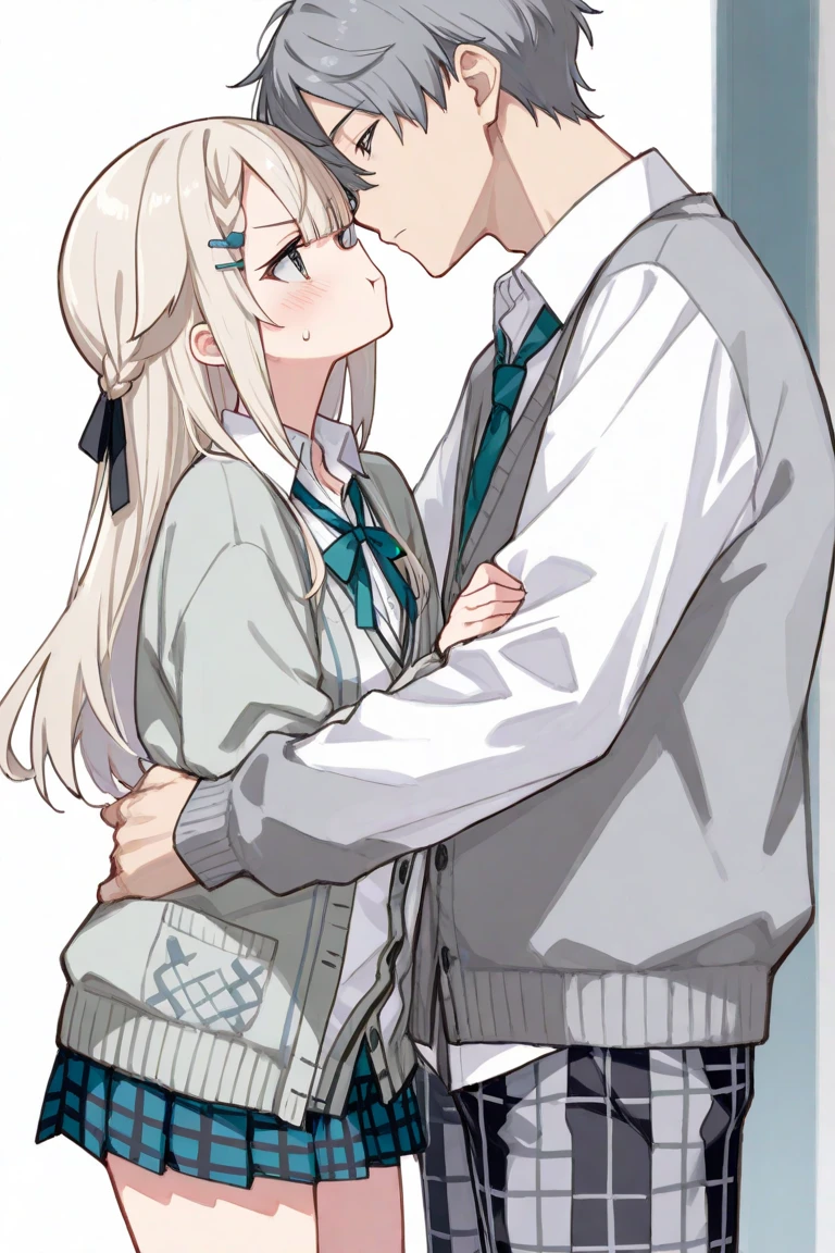 masutepiece, Best Quality,Illustration, Wallpaper, ultra -detail, Little Face Lori、(((molesting)))、Detailed eyes, Complex hairstyle、Sareme、((fear:1.5))、(Teary-eyed:1.5)、(((Cute white underwear)))、(blazers、Kilted skirt)、ample breasts、((Morester))、((Girl being taken off her skirt by a man))