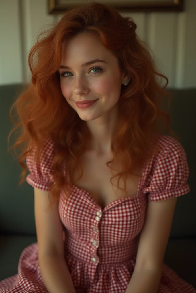 (masterpiece), {best quality},High detail,(ray tracing), (realistic:1.0), photorealistic,((1girl)), ,beautiful russian, daytime, costume, (big eyes), MARGARITA Margarita C, aka Peachy B, redhead curly hair, smile, having an orgasm
