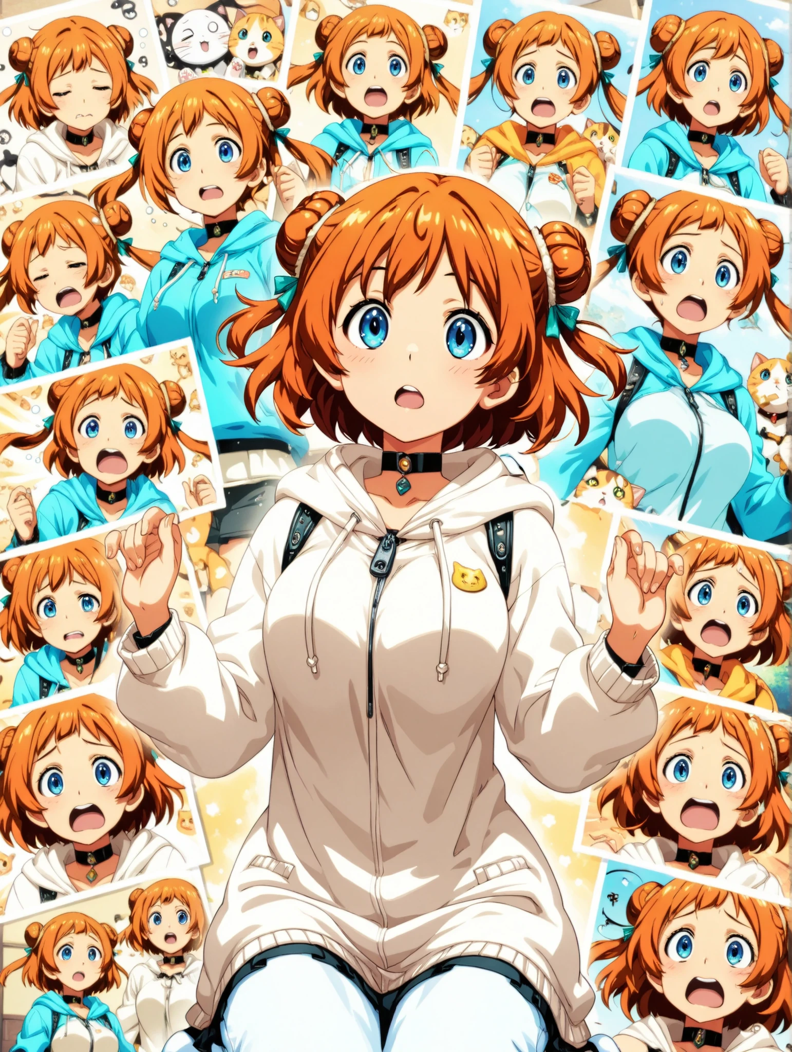 ((best quality)), ((masterpiece)), (detailed), perfect face, a girl, cosy sweater on, upper body, (huge Laughing:1.1), (open mouth:1.1), (wide open eyes:1.2), sun glare, bokeh, depth of field, blurry background, light particles, strong wind, (heart particles:1.1)