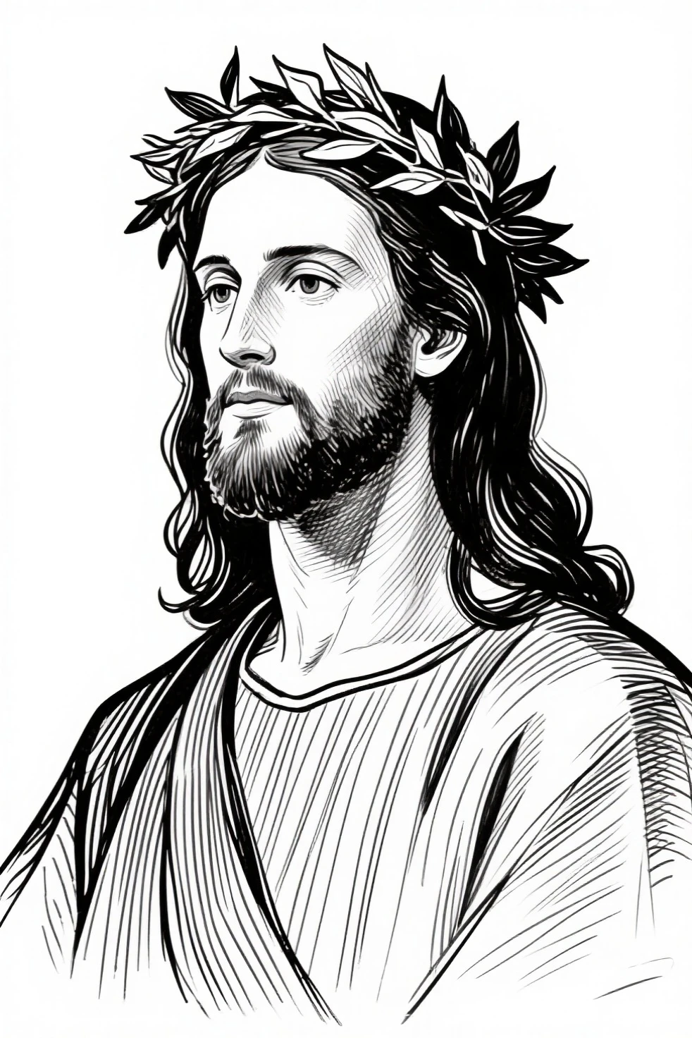 Portrait of Jesus Christ, Fantasy, illustration, vector highly detailed, simple, smooth and clean, no jagged lines, vector art, smooth, pencil sketch, smiling, full body.