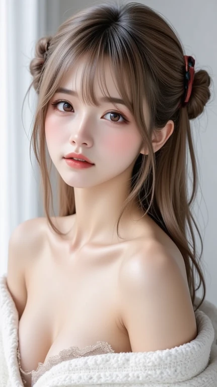(8ก, best quality, Masterpiece: 1.2), (realistic, realistic, photorealistic: 1.37), 1 woman, hyper detail, beautiful eye details, Beautiful, detailed nose, (((1 girl))), Lolita dress, 7 minutes, kitchen, smile,