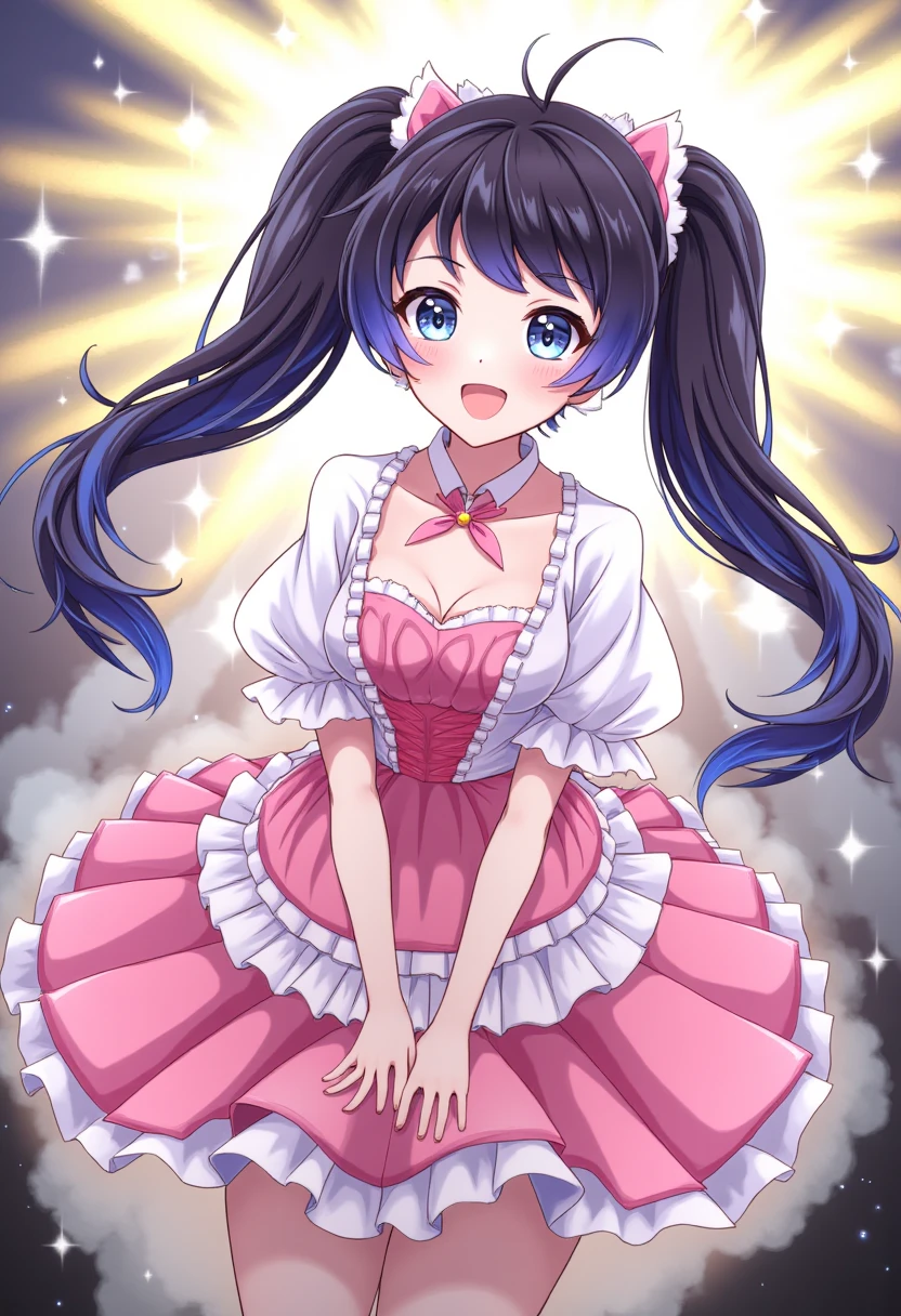 1girl, solo, , black hair,long hair,v neckline, cleavage, (princess:1.1), (pink detailed frilled dress, princess dress, gown), sleeveless, tiara,earrings,, ,large_breasts,standing ,,,smile, open mouth,, , <lora:ALTXL_001_4:2>, best quality,medium quality, BREAK <lora:MJMangaSDXL:1:lbw=1,0,0,0,0,0,0,0,0,0,0,0,0,0,1,1,1,1,1,1,1,1,0,0,0,0> ,mj manga ,/* A private Lora related to light intensity adjustment etc. was added */