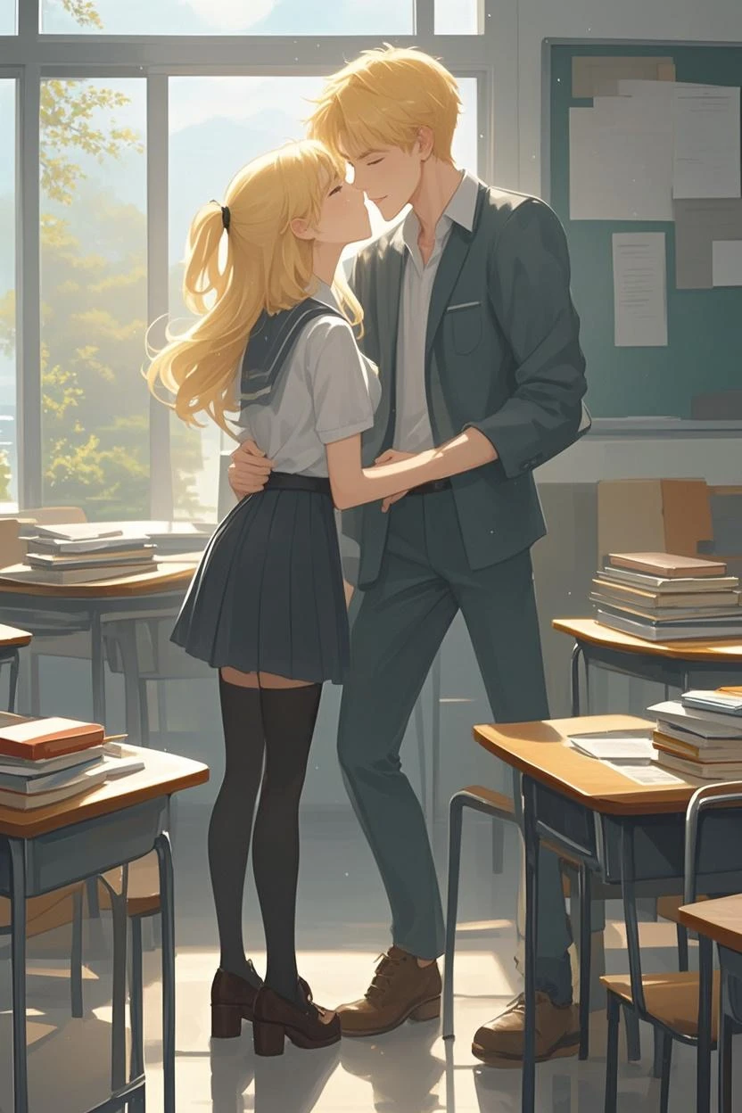 Create a image of me sitting on bench bored in classroom with my friends my back should be visible I sitting on bench and talking with my friends on the chair