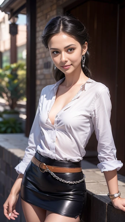 ((unbutton)) (white shirt short sleeves), ((wet)), ((rain)), (Asian), <lora:mahalaiuniform-000001:0.8> ((seethrough)), ((unbutton)), ((black pencil skirt)), belt, ((hand down)), ((bright)), ((pale skin)), (medium breast : 1.8), realistic skin texture, ((nudity)), 85 mm art lens, f 1.2, sharp focus, 8k high definition, insanely detailed, intricate, elegant, perfect mature face, pretty, hourglass figure, aesthetic, symmetrical, posing, athletic, textured skin, perfect body, natural face, goosebumps, 1girl, skin texture, realistic, medium breasts, natural breasts, firm tits, detailed, (perfect fingers:1.2), large eyes, amused, photorealistic, masterpiece, realistic, realism, photorealism, high contrast, sharp re, best quality, ultra high res, raw photo, stock photograph, photographed by a Nikon Z7 II Camera <lora:henmixReal_v30:1> ((<lora:goutouLora_v25:1>))
