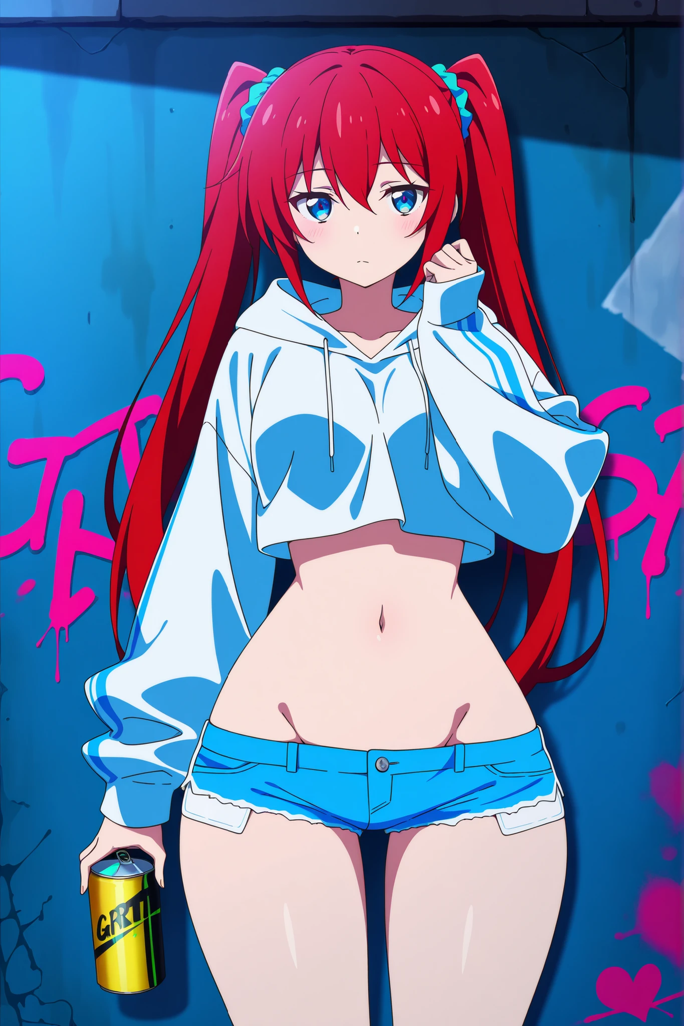 An anime girl with red hair and a blue jacket is posing nude., Sakura Kinomoto, rei hiroe, Sexy maid in the magical forest, aya takano color style, shinkai makoto, beautiful alluAlsog anime teen, Inspired by Rei Kamoi, Fascinating anime, Also, aya takano, Gainax Anime Style, Naughty anime style
