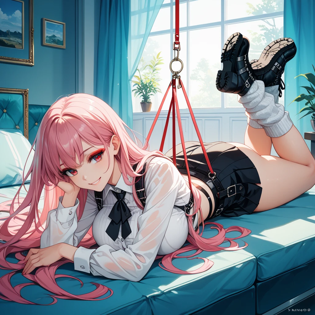 Beautiful hot anime women, with her skirt up to showing her wet pussy