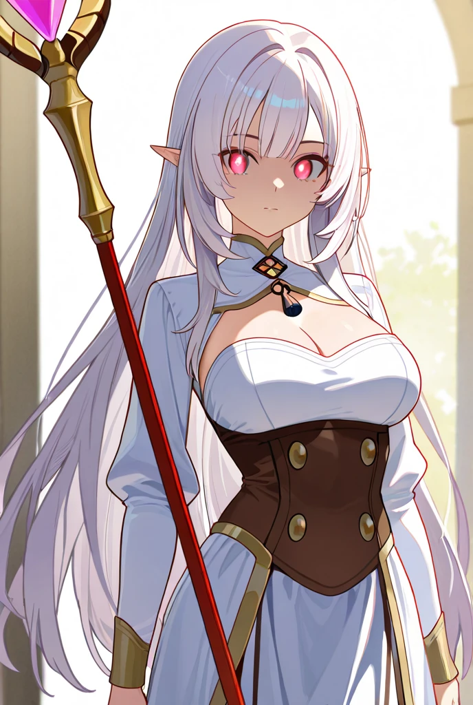 masterpiece,best quality, unreal engine, ultra res, extremely detailed,
1girl, big breasts, waist , (muscular:1.1) ,slender,
<lora:Style_hews_style:0.5>hews style <lora:Style_cutesexyrobutts_v2:0.1>CSR STYLE
<lora:Style_puuzaki-puuna-lora-v1:0.1><lora:Style_anmnr01AOM3A1:0.2>
<lora:Concept_Round_Breasts_V7:0.4>round breasts,medium breasts,
<lora:Character_ariane-07:0.4>ponytail, bangs, pink hair, elf, pointy ears,yellow eyes,
red black dress, skirt, cape,
cleavage,detached sleeves,