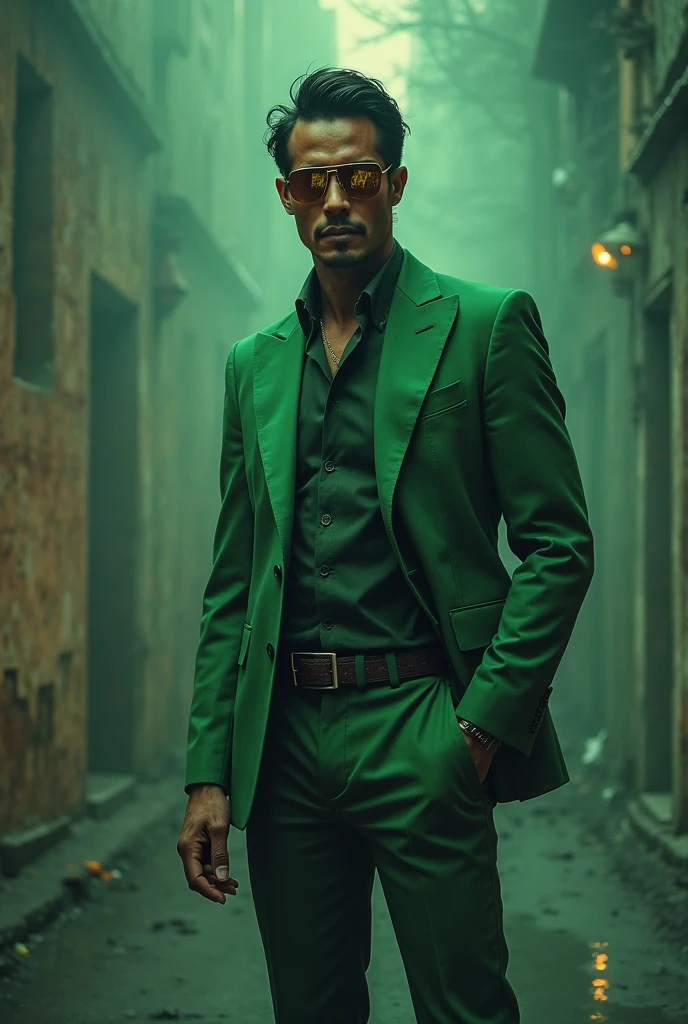 The Riddler  as a realistic human man, (masterpiece), best quality, hyper-detailed, (((NSFW, erotic, full body shot, muscular hips-butt-legs, large cock, big cock, legs spread, dripping wet, high quality fingers, normal hands, detailed