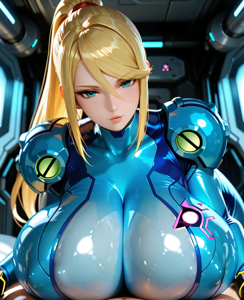 ANIME_bodysuit_ownwaifu,www.ownwaifu.com,long hair,breasts,bodysuit,cleavage cutout,leotard,pauldrons,huge breasts, cleavage,large breasts,bangs,blue eyes,sidelocks,lipstick,gloves,makeup,elbow gloves,blonde hair,armor,choker,hair between eyes,collarbone,shoulder armor,ponytail,red lips,puffy sleeves,eyebrows visible through hair,<lora:ANIME_mizuki_tachibana_ownwaifu:0.8>, official art,extremely detailed CG unity 8k wallpaper, perfect lighting,Colorful, Bright_Front_face_Lighting,shiny skin, (masterpiece:1.0),(best_quality:1.0), ultra high res,4K,ultra-detailed, photography, 8K, HDR, highres, (absurdres:1.2), Kodak portra 400, film grain, blurry background, (bokeh:1.2), lens flare, (vibrant_color:1.2),professional photograph, (beautiful_face:1.5),