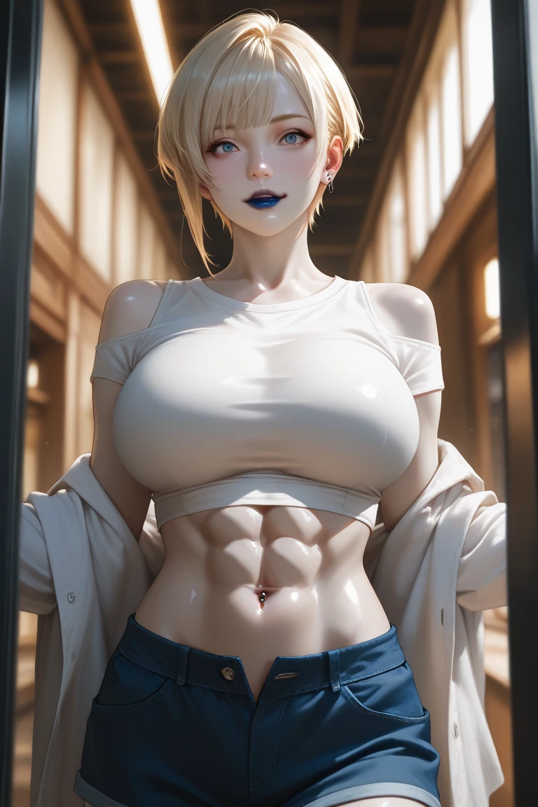 photo of a young girl, (((erectNipple botchs))), bangss, bared shoulders, black pants, breastsout, Lindos breastsout grandes, breastsout squeezed together, luxury living room detailed background, hair between the eyes, breastsout enormes, long hair, face oval, Double eyelids, parted lips, eyes browns, lace shirt, standing alone, (areolas), (neckleace), underarm wrinkles, delicate and sexy(clavicle:1.3), Light brown bun hair, (shining skin:0.8),(work of art:1.4),(best qualityer:1.4), naturals(breastsout médios:1.25), ,Facigirl, Red lips, perfect abs, (Nipple botch: 1.5), (pure areola), (transparent fabrics), humida(sweaty, soggy),