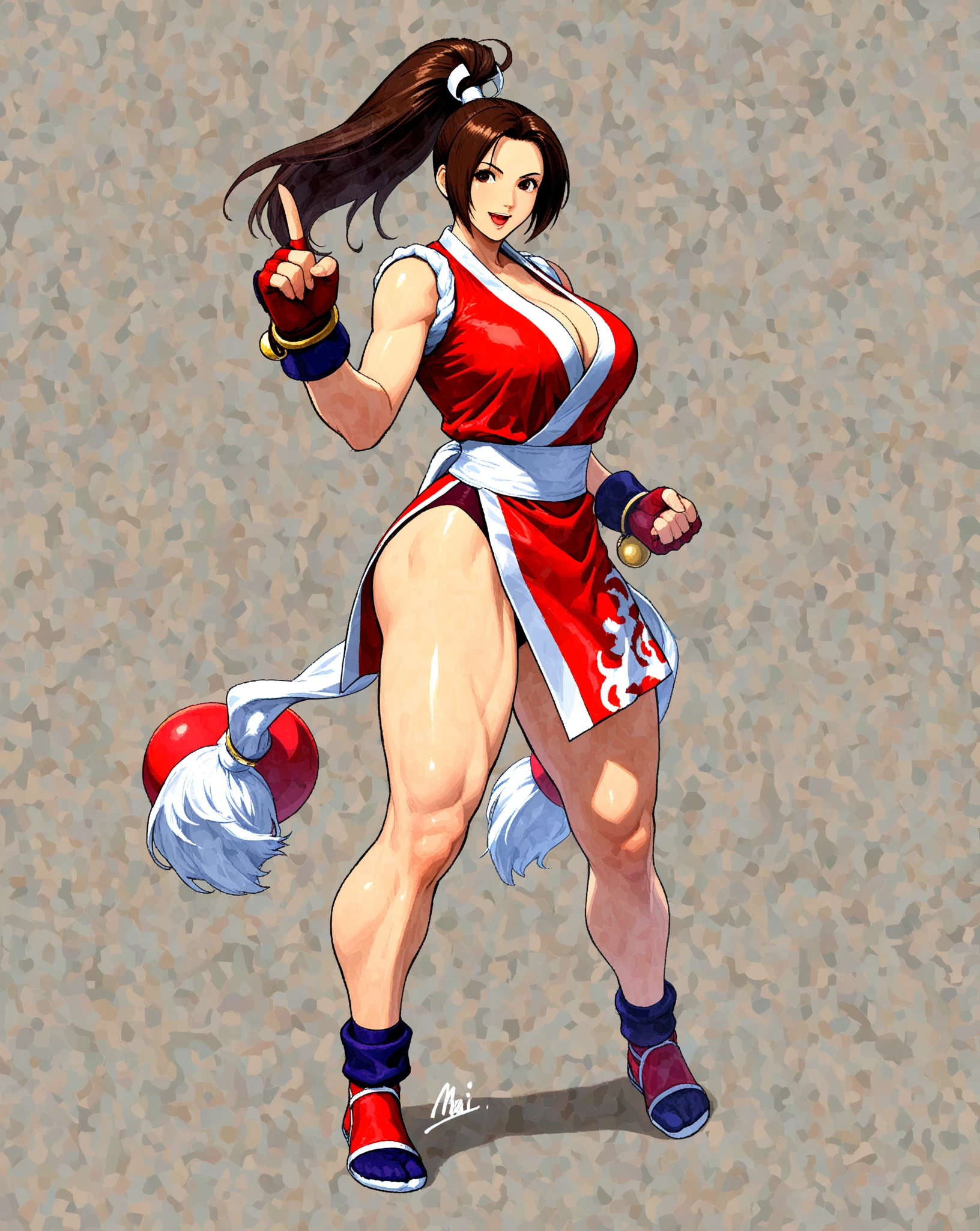 8k, Super details, precise, best quality, masterpiece, Super details, high detail, high quality, best quality, high resolution ,1 girl,huge tits,Healthy and muscular body,Lift up the red split skirt,high ponytail