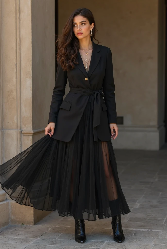 "((masterpiece)), best quality, sensual Victorian dress, happy and elegant Lauren Jauregui strolling through a lively city, wide shot, exciting scenery in the background, golden light, soft shadows."