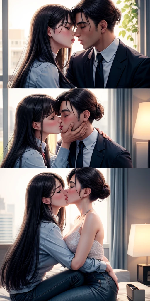 wintern，A man and a woman kiss in the garden