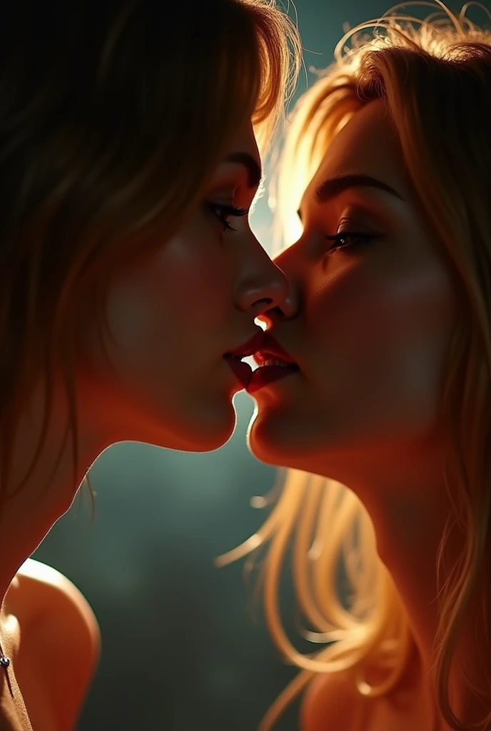 2 very hot blonde realistic naked girls kissing and having sex in a very sloppy way